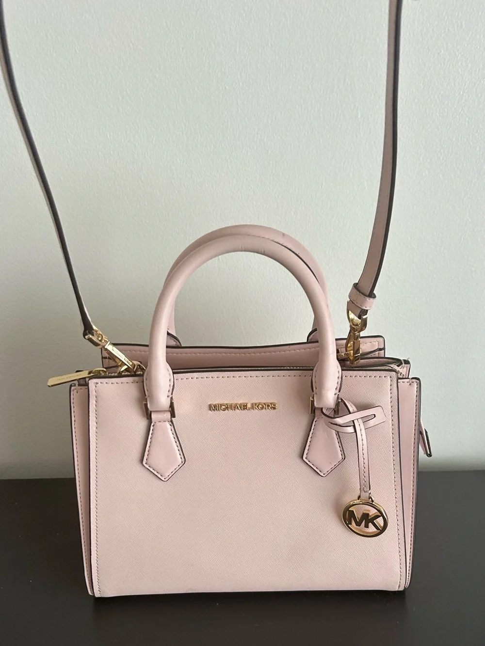 Michael Kors Pink Saffiano Leather Satchel structured crossbody